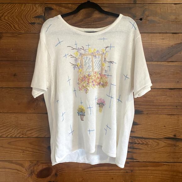 Graff Lady sweater tee with embroidered and ribbon embellishments - Picture 1 of 5